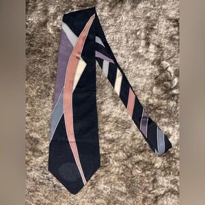 VIA Europa Silk tie Necktie vintage pink Purple blue Black white